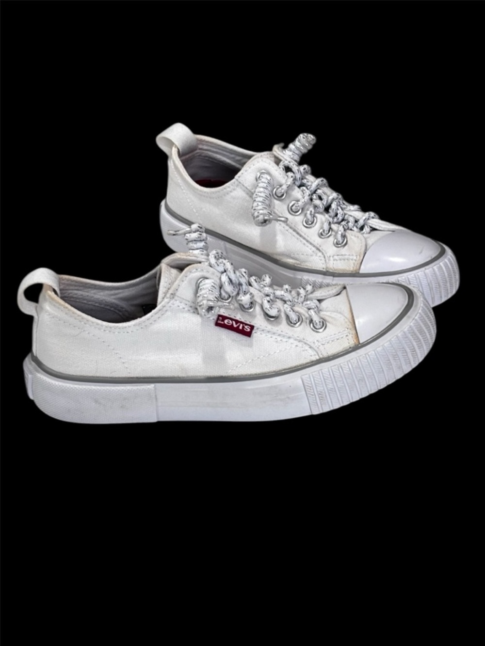 Levi's Girls White Canvas Low Profile Youth Athletic Sneakers Sparkly Toddler 13